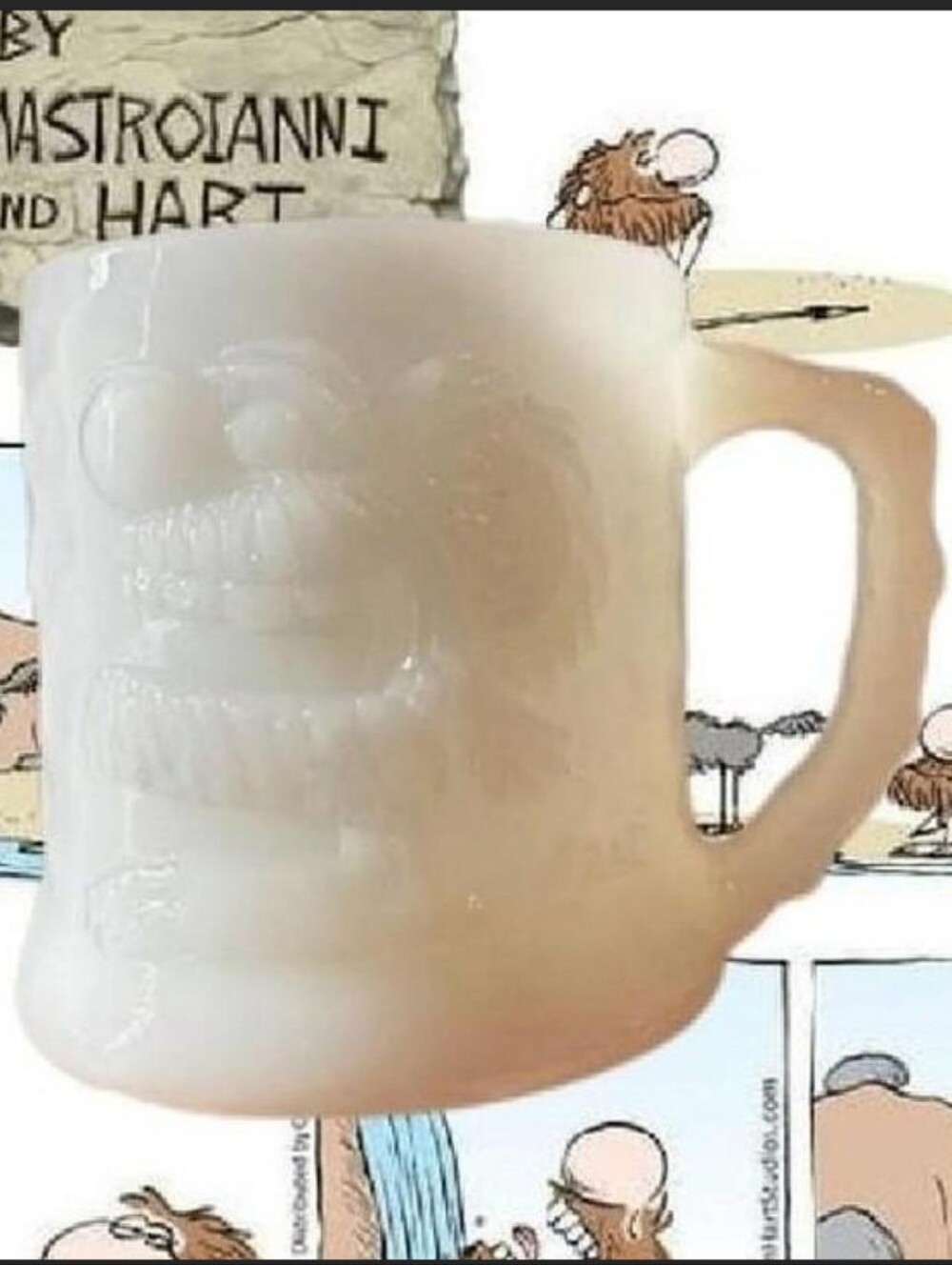 Vintage Anchor Hocking Grog BC Comic Johnny Hart White Milk Glass Mug